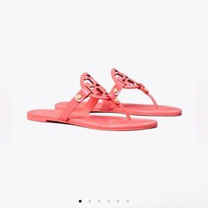 NIB Tory Burch Miller patent leather sandals in coral crush